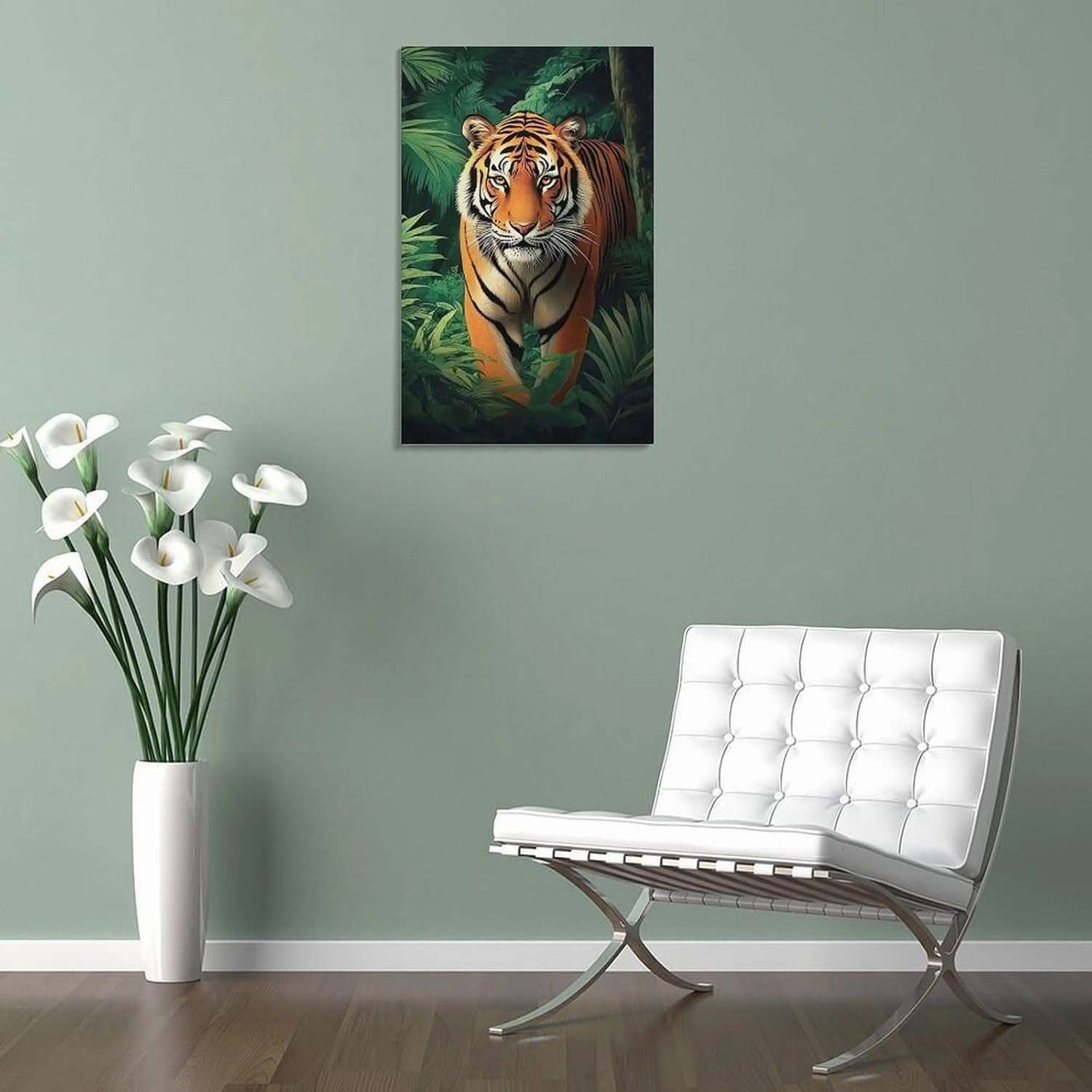 KRECDKQ Tiger Walking Jungle Animation Poster Canvas Wall Art Prints Posters for Room Aesthetic Bedroom Living Room Pictures Paintings Wall Decor for Mens Framed Unframed 12x18inch(30x45cm)