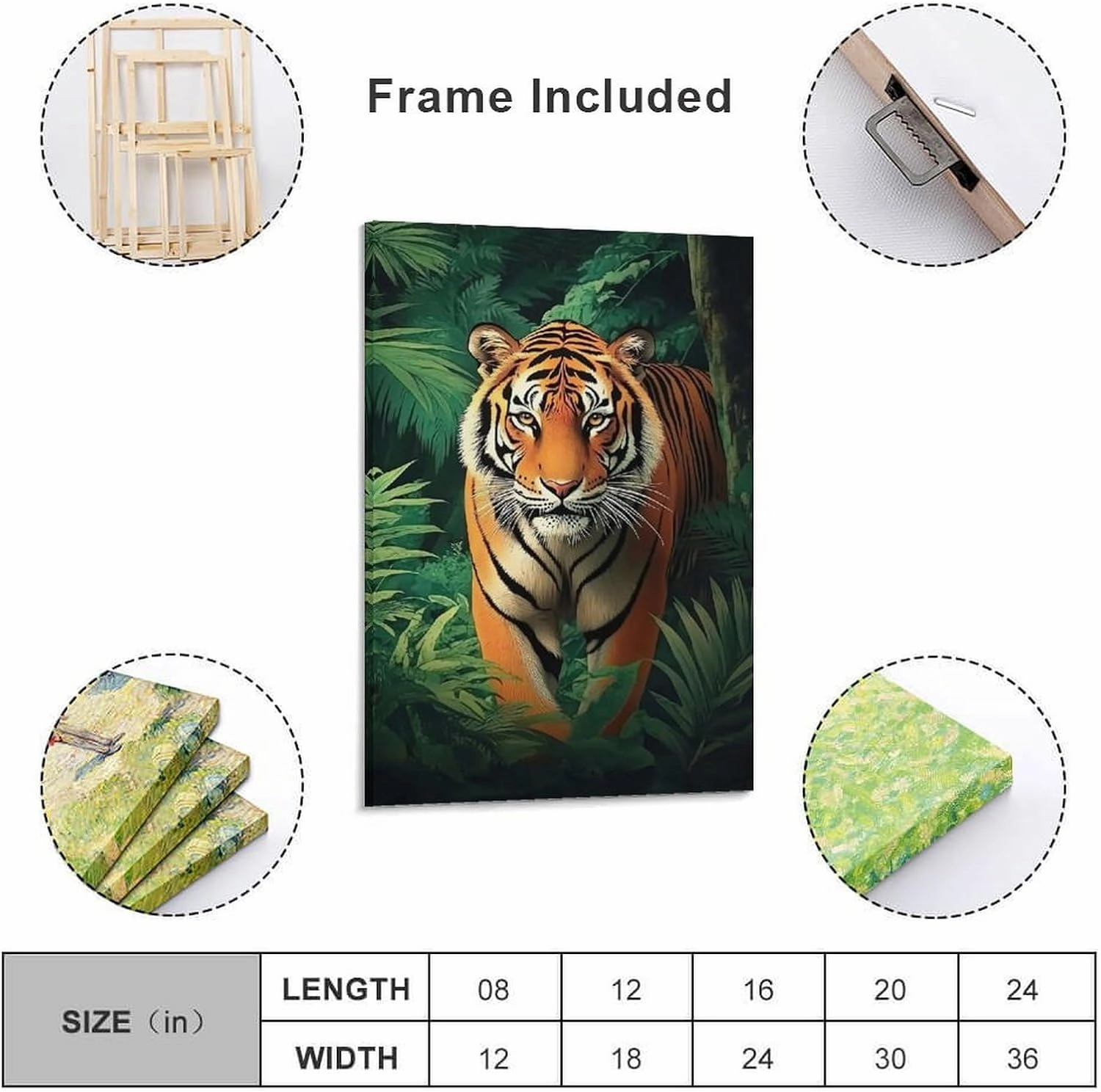 KRECDKQ Tiger Walking Jungle Animation Poster Canvas Wall Art Prints Posters for Room Aesthetic Bedroom Living Room Pictures Paintings Wall Decor for Mens Framed Unframed 12x18inch(30x45cm)