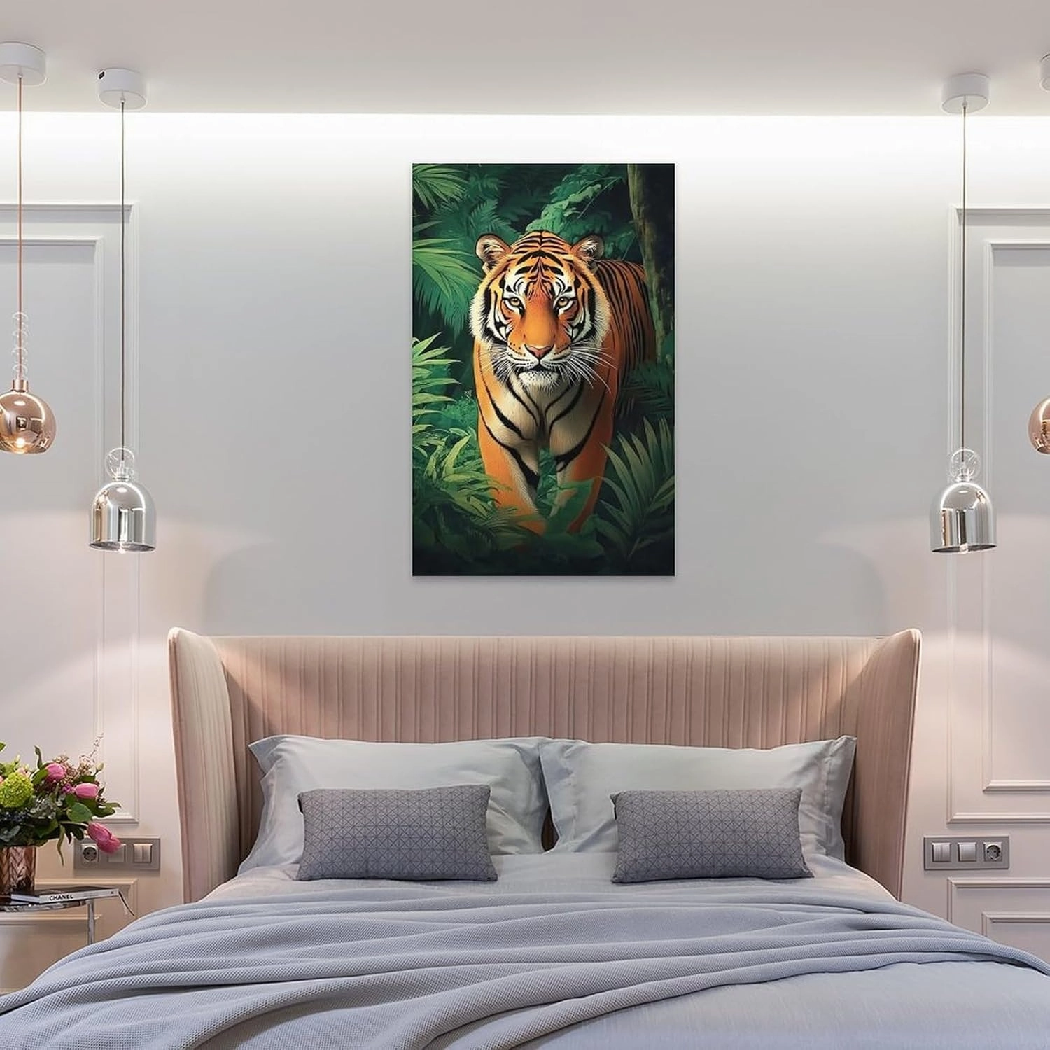 KRECDKQ Tiger Walking Jungle Animation Poster Canvas Wall Art Prints Posters for Room Aesthetic Bedroom Living Room Pictures Paintings Wall Decor for Mens Framed Unframed 12x18inch(30x45cm)