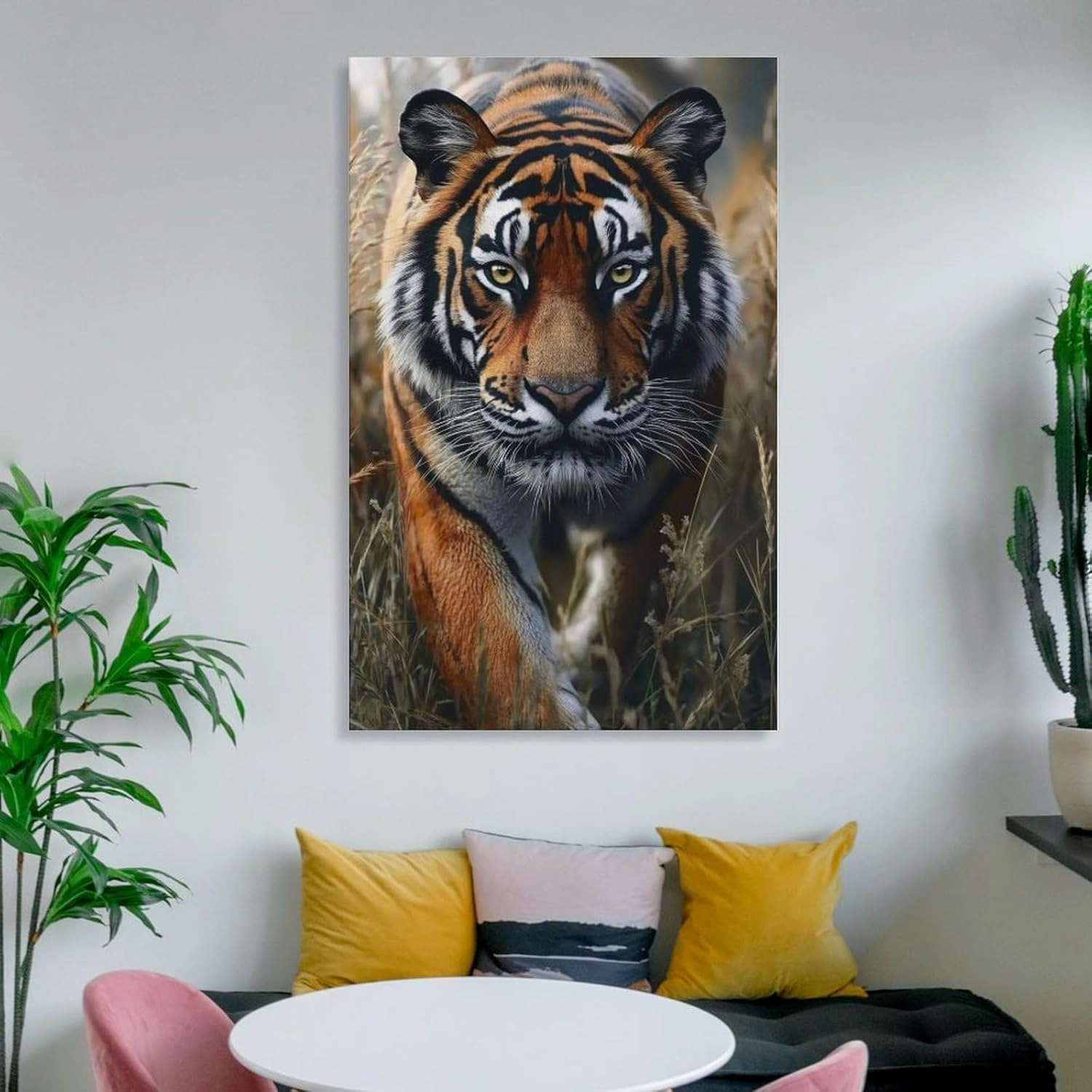 KRECDKQ Tiger Walking Jungle Cool Poster Canvas Wall Art Prints Posters for Room Aesthetic Bedroom Living Room Pictures Paintings Wall Decor for Mens Framed Unframed 16x24inch(40x60cm)