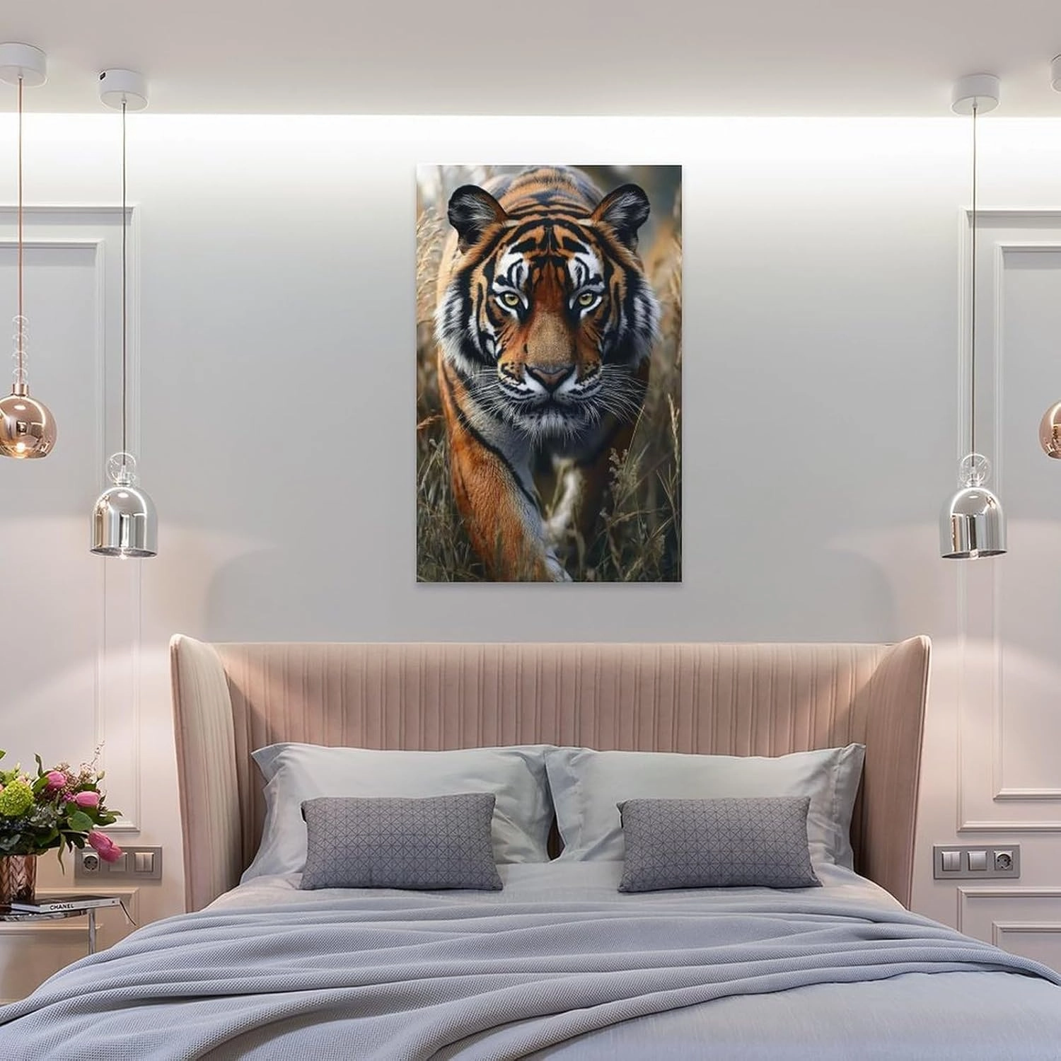 KRECDKQ Tiger Walking Jungle Cool Poster Canvas Wall Art Prints Posters for Room Aesthetic Bedroom Living Room Pictures Paintings Wall Decor for Mens Framed Unframed 16x24inch(40x60cm)