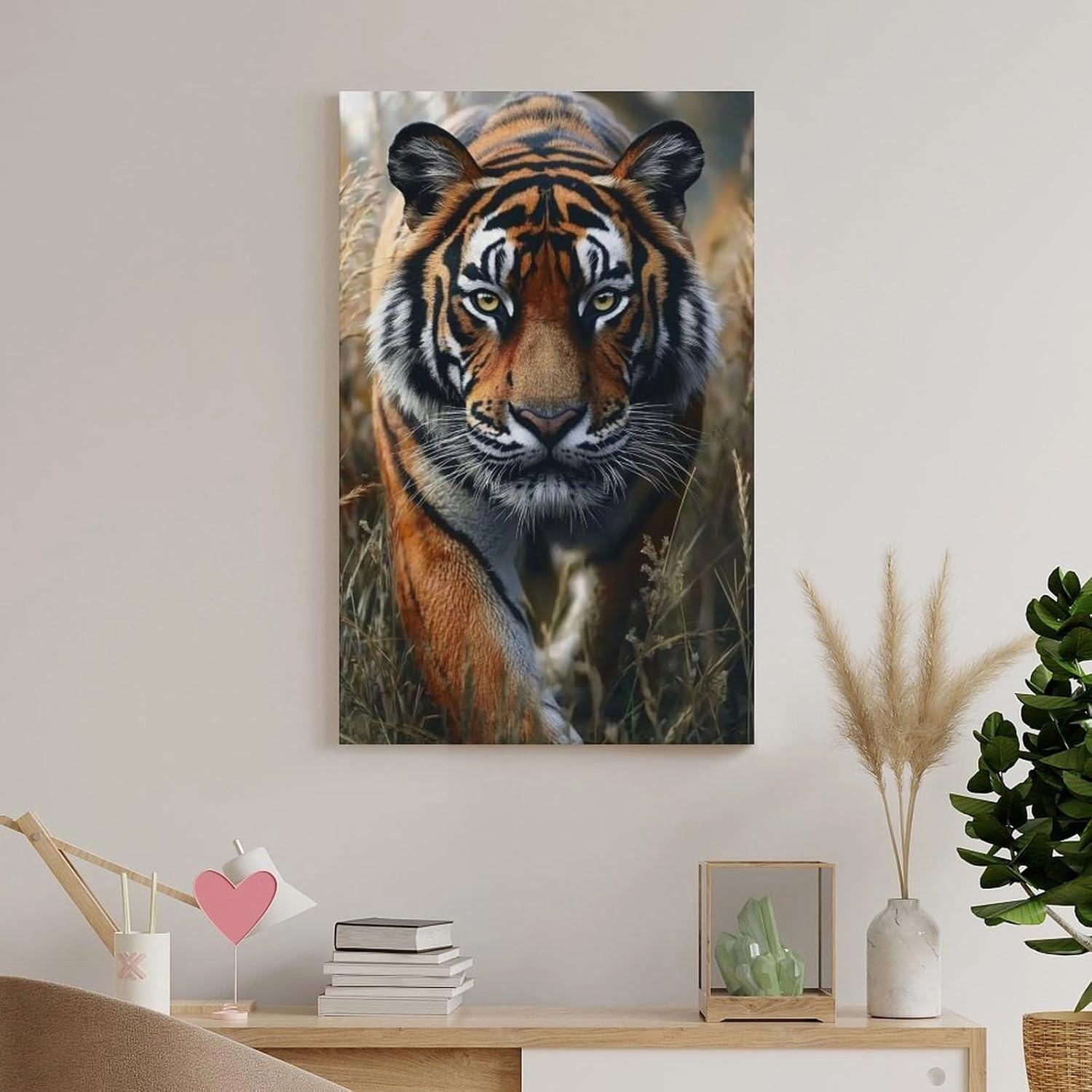 KRECDKQ Tiger Walking Jungle Cool Poster Canvas Wall Art Prints Posters for Room Aesthetic Bedroom Living Room Pictures Paintings Wall Decor for Mens Framed Unframed 16x24inch(40x60cm)