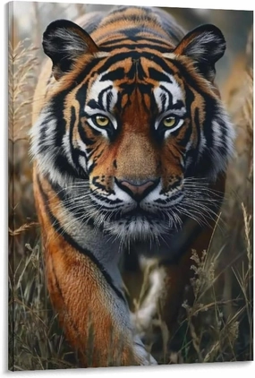 KRECDKQ Tiger Walking Jungle Cool Poster Canvas Wall Art Prints Posters for Room Aesthetic Bedroom Living Room Pictures Paintings Wall Decor for Mens Framed Unframed 16x24inch(40x60cm)