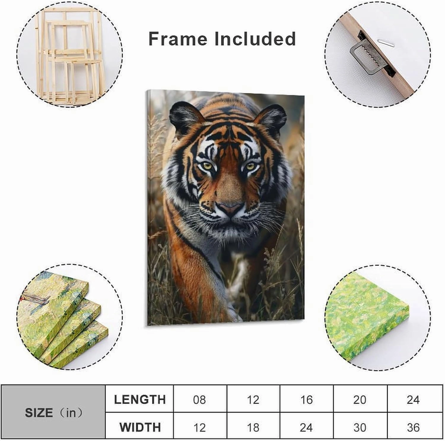 KRECDKQ Tiger Walking Jungle Cool Poster Canvas Wall Art Prints Posters for Room Aesthetic Bedroom Living Room Pictures Paintings Wall Decor for Mens Framed Unframed 16x24inch(40x60cm)