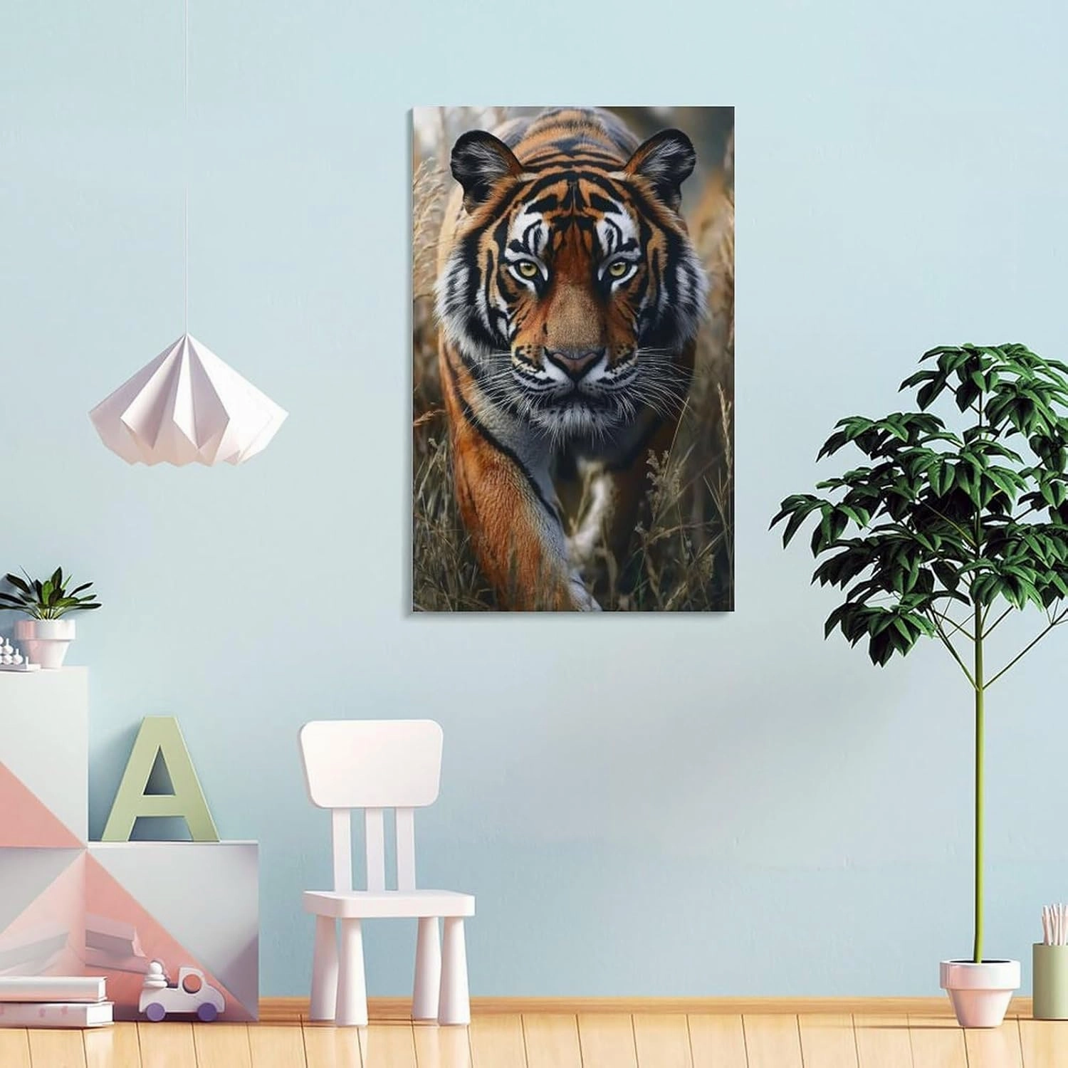 KRECDKQ Tiger Walking Jungle Cool Poster Canvas Wall Art Prints Posters for Room Aesthetic Bedroom Living Room Pictures Paintings Wall Decor for Mens Framed Unframed 16x24inch(40x60cm)