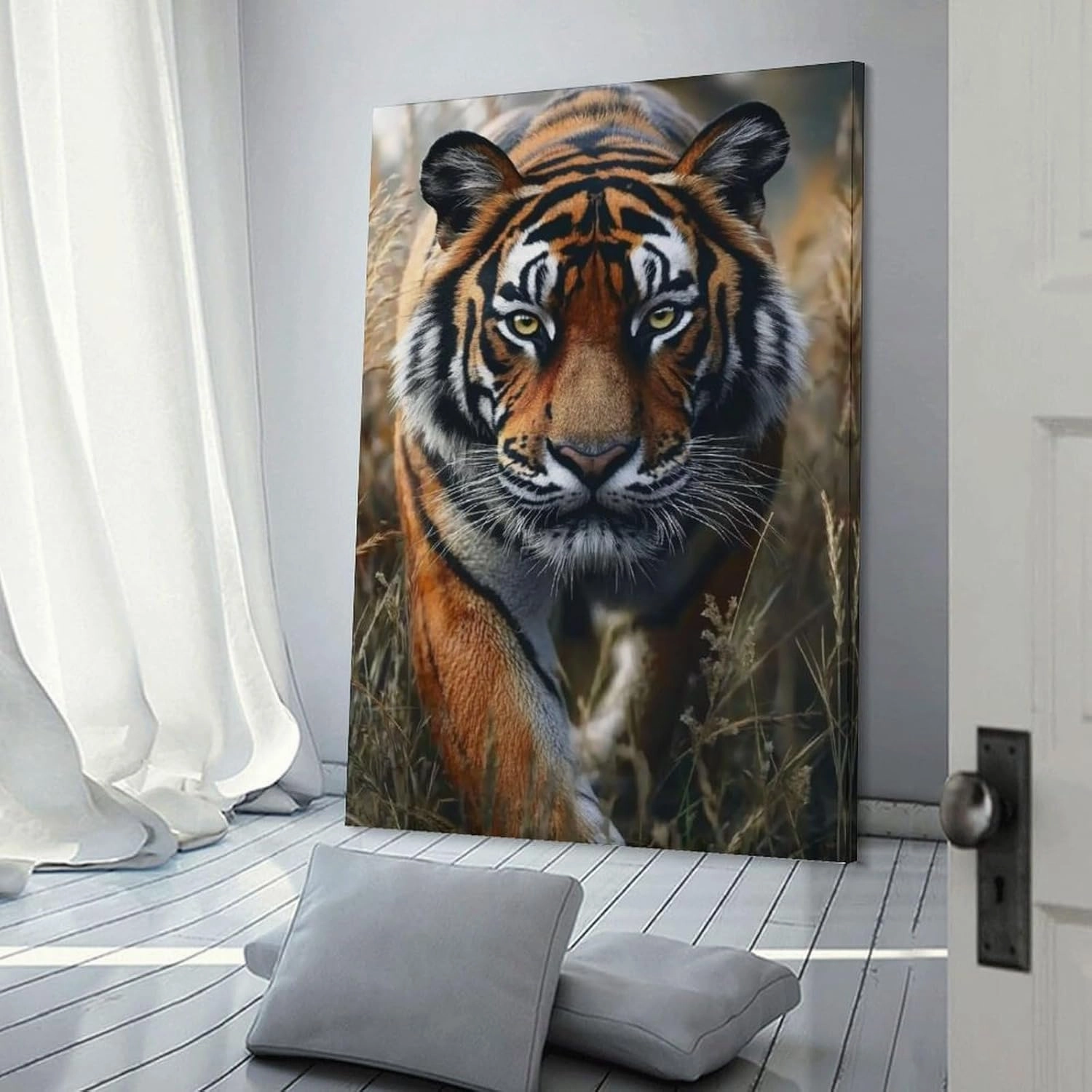 KRECDKQ Tiger Walking Jungle Cool Poster Canvas Wall Art Prints Posters for Room Aesthetic Bedroom Living Room Pictures Paintings Wall Decor for Mens Framed Unframed 16x24inch(40x60cm)