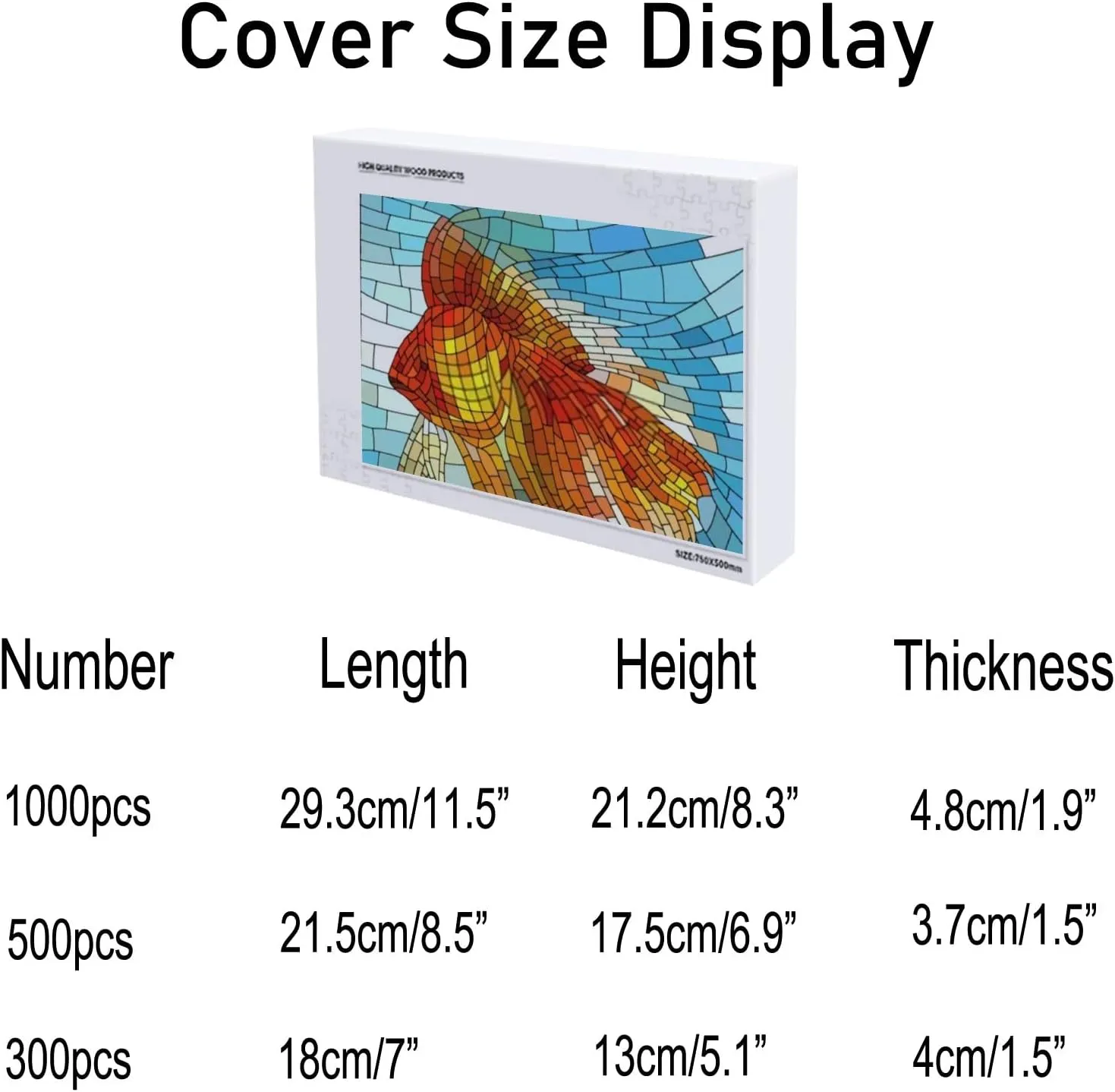 Kuizee Jigsaw Puzzle 1000 Pieces Puzzle for Adults Gold Fish Stained Glass Window School Kids Teens Educational Intellectual Decompressing Funny Family Games 29.5X19.7 Inch