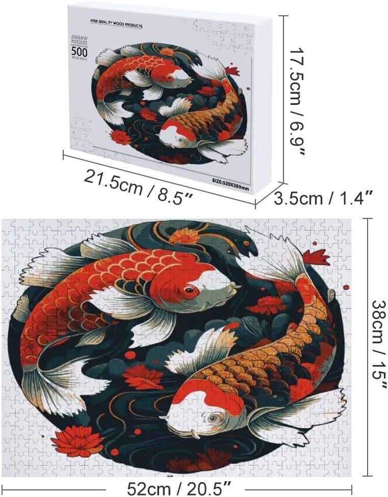 Kuizee Jigsaw Puzzle 1000 Pieces Puzzle for Adults Koi Fish Water Splash Japanese Educational Intellectual Decompressing Funny Family Games 11.5X15.7Inch