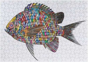 Kuizee Jigsaw Puzzle 500 Pieces Puzzle for Adults Fish Multicolor Modern Art School Teens Educational Intellectual Decompressing Funny Family Games 11.5X15.7Inch