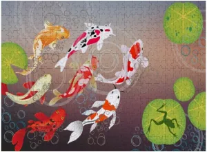 Kuizee Jigsaw Puzzle 500 Pieces Puzzle for Adults Koi Fish Beautiful Water Pond Educational Intellectual Decompressing Funny Family Games 11.5X15.7Inch