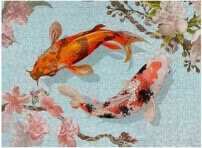 Kuizee Jigsaw Puzzle 1000 Pieces Puzzle for Adults Japanese Koi Fish Swimming Educational Intellectual Decompressing Funny Family Games 11.5X15.7Inch