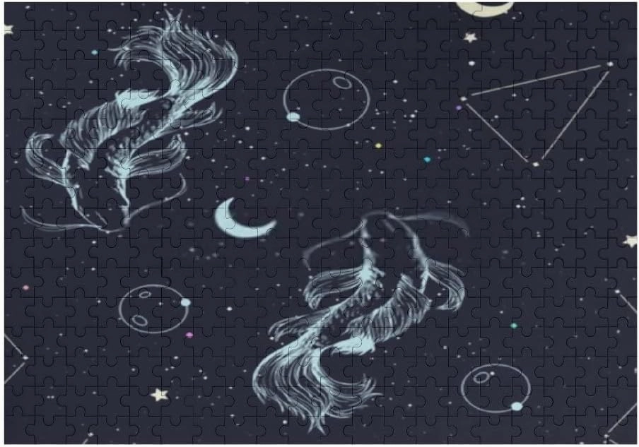 Kuizee Jigsaw Puzzle 1000 Pieces Puzzle for Adults Koi Fish Cosmic Moon Stars Dark Space School Kids Teens Educational Intellectual Decompressing Funny Family Games 29.5X19.7 Inch