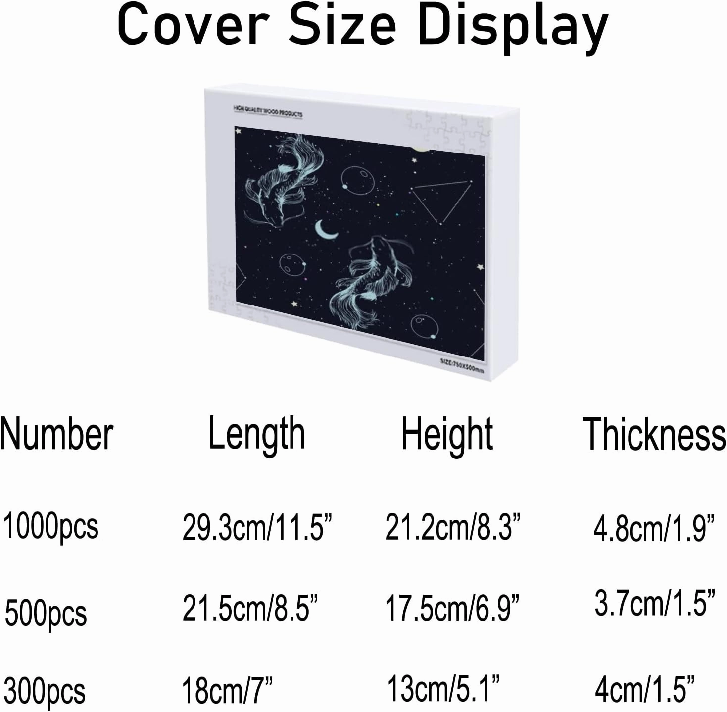 Kuizee Jigsaw Puzzle 1000 Pieces Puzzle for Adults Koi Fish Cosmic Moon Stars Dark Space School Kids Teens Educational Intellectual Decompressing Funny Family Games 29.5X19.7 Inch