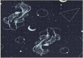 Kuizee Jigsaw Puzzle 1000 Pieces Puzzle for Adults Koi Fish Cosmic Moon Stars Dark Space School Kids Teens Educational Intellectual Decompressing Funny Family Games 29.5X19.7 Inch