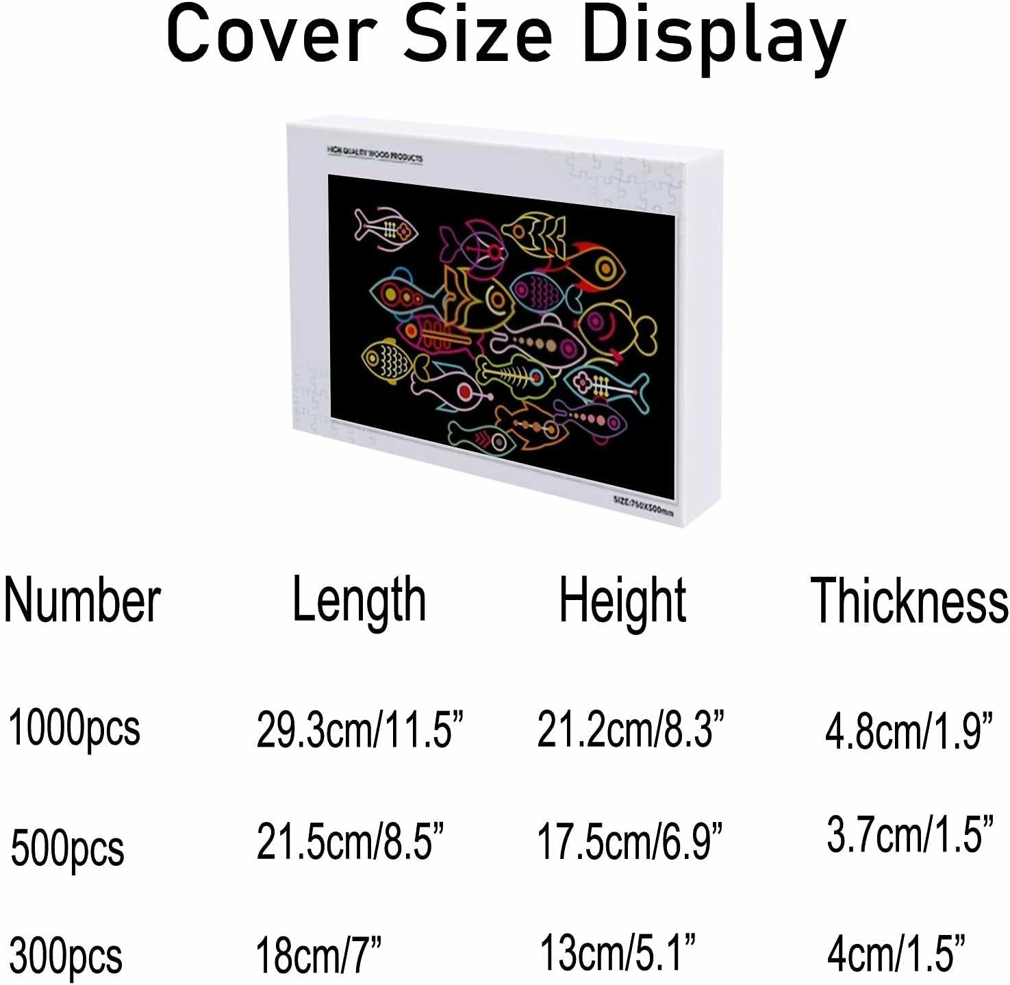 Kuizee Jigsaw Puzzle 500 Pieces Puzzle for Adults Glowing Fishes Black School Kids Teens Educational Intellectual Decompressing Funny Family Games 20.5X15Inch