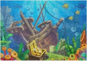 Kuizee Jigsaw Puzzle 500 Pieces Puzzle for Adults Underwater World Fish Coral Treasure Chest School Kids Teens Educational Intellectual Decompressing Funny Family Games 20.5X15 Inch