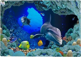 Kuizee Puzzle 1000 Piece Jigsaw Puzzle ﻿Blue Ocean Sea Animal Under Water Shark Fish 3D Kids Adult Educational Intellectual Decompressing Fun Game 29.5X19.7Inch