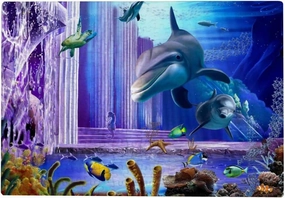 Kuizee Puzzle 500 Piece Jigsaw Puzzle ﻿Underwater Palace Sea Fish Coral Dolphin Kids Adult Educational Intellectual Decompressing Fun Game 20.5X15Inch