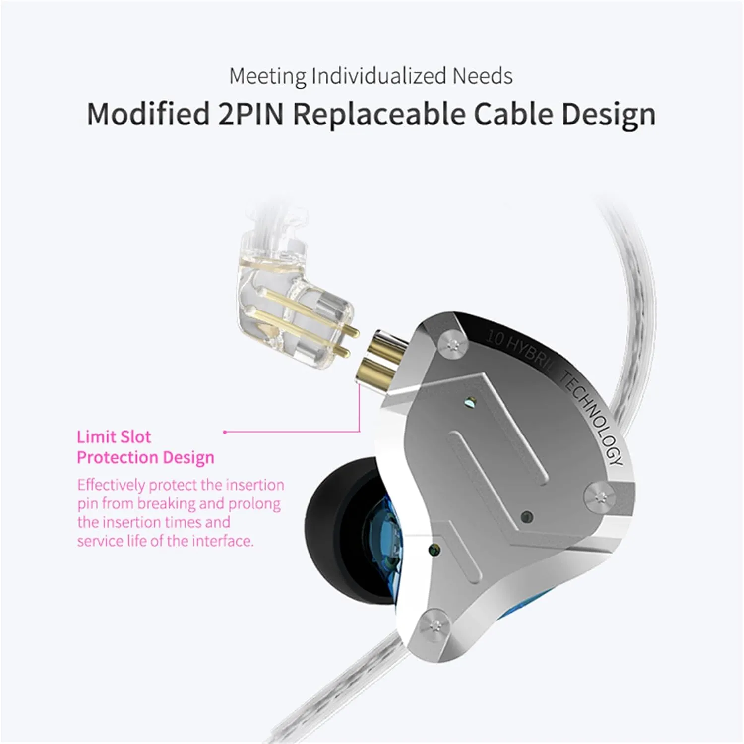 KZ ZS10 Pro in Ear Monitors Wired Headphones, 1DD 4BA Metal IEM, High Fidelity Gaming Earbuds with 2pins Tangle-Free Cable, Noise Cancelling Wired Earphones for PC Game Music (Purple Without mic)