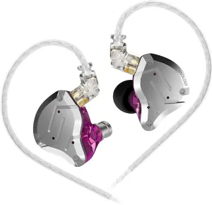 KZ ZS10 Pro in Ear Monitors Wired Headphones, 1DD 4BA Metal IEM, High Fidelity Gaming Earbuds with 2pins Tangle-Free Cable, Noise Cancelling Wired Earphones for PC Game Music (Purple Without mic)