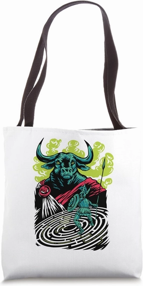Labyrinth Conquest | Mythical Minotaurus Battle | MythoComix Tote Bag