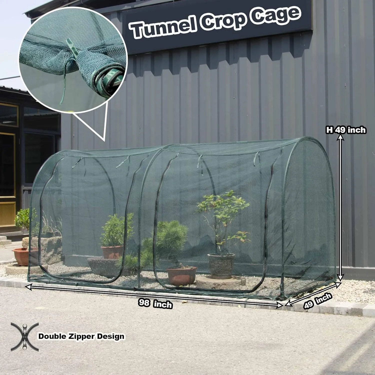 Large Tunnel 8.2'x4' Plant Netting Cover 4FT Tall Crop Cage Netting Pest Guard Cover for Vegetables Fruits Durable Gardening Net for Plant and Animal
