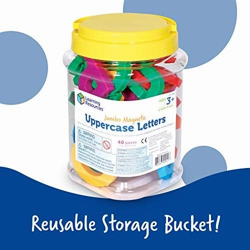 Learning Resources Jumbo Magnetic Uppercase Letters, ABCs, Early Letter Recognition, 40-Pieces, Large Magnetic Letters, Assorted Colors, Ages 3 
