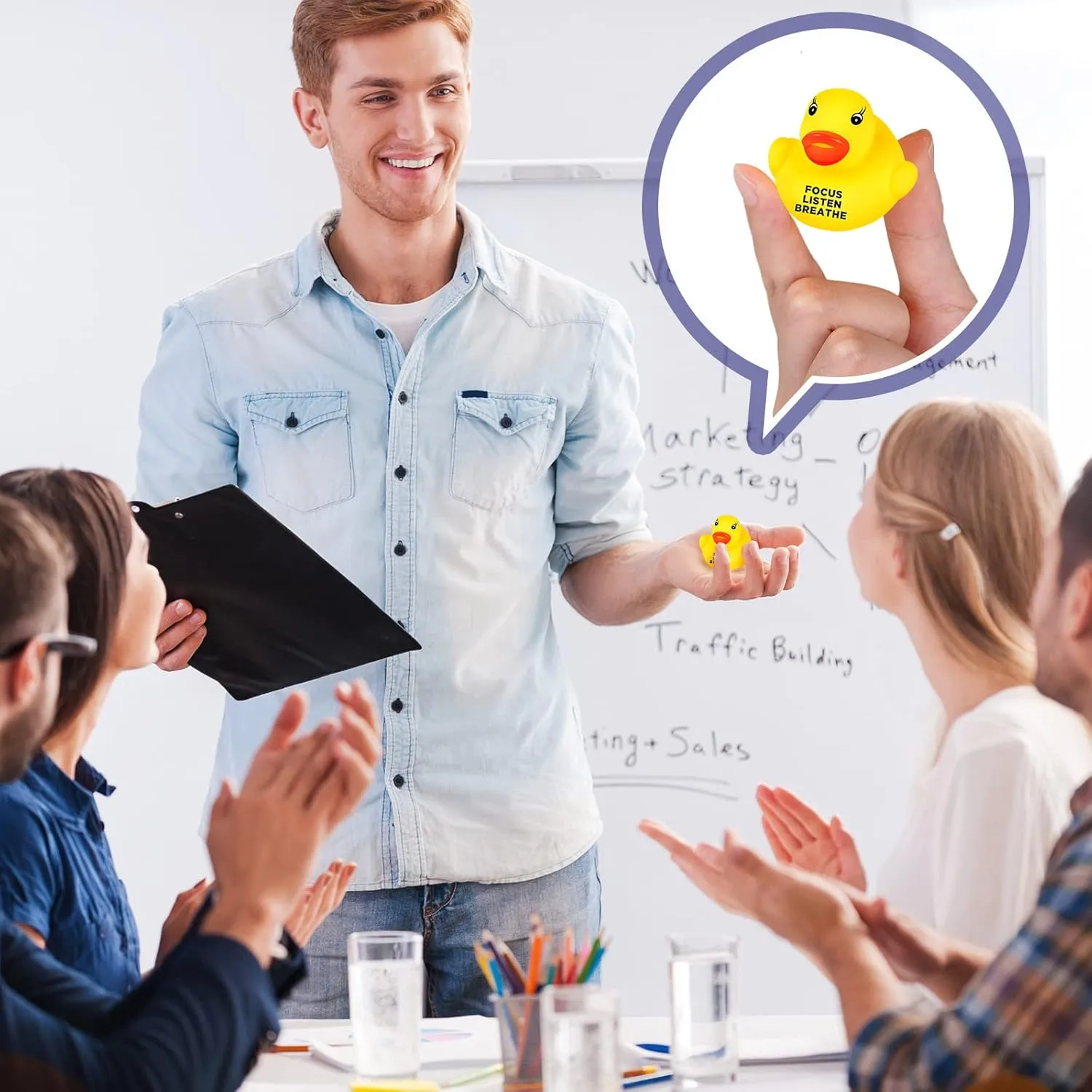 Lenwen 120 Pcs Rubber Duck Bath Toy Inspirational Gift Motivational Rubber Ducks Thank You Gifts Inspirational Party Favors Baby Shower Decorations Birthday Party Favors (1.3 Inch)