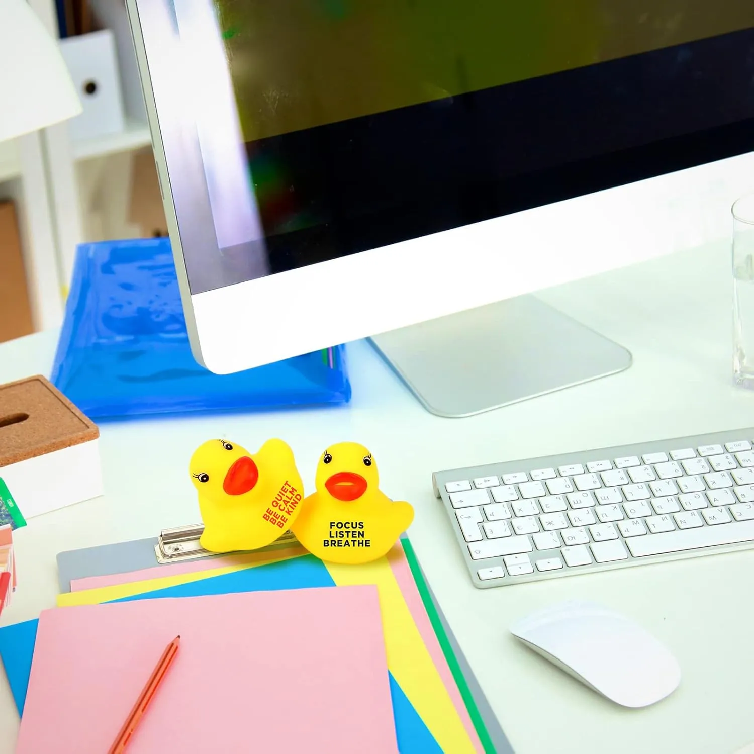 Lenwen 120 Pcs Rubber Duck Bath Toy Inspirational Gift Motivational Rubber Ducks Thank You Gifts Inspirational Party Favors Baby Shower Decorations Birthday Party Favors (1.3 Inch)