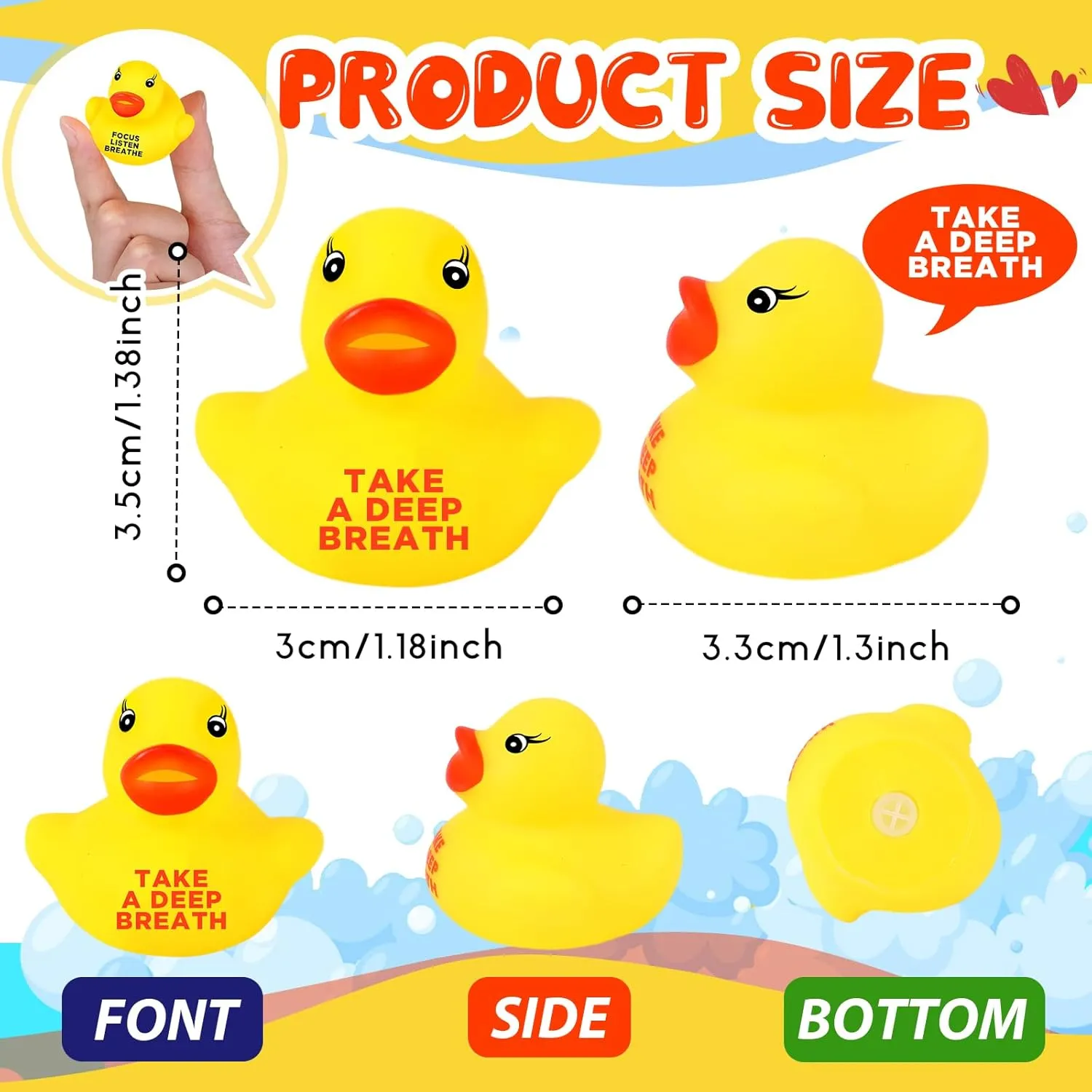 Lenwen 120 Pcs Rubber Duck Bath Toy Inspirational Gift Motivational Rubber Ducks Thank You Gifts Inspirational Party Favors Baby Shower Decorations Birthday Party Favors (1.3 Inch)