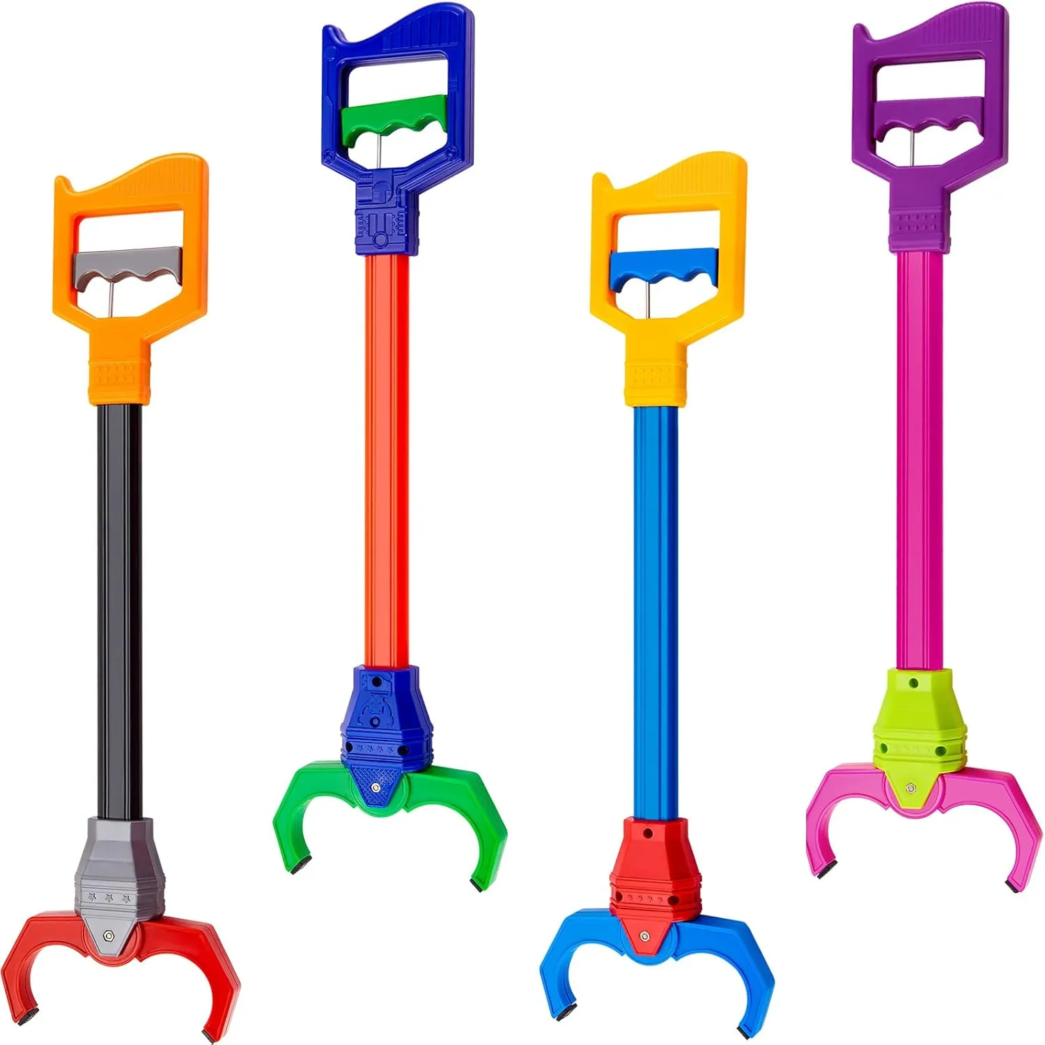 Lewtemi 4 Pcs Interactive Grabber Toy Pack, Robot Arm Claw Grab Pickup Reacher Tool for Boys Girls Kids Children Fun Early Learning and Hand Eye Coordination Play, 18 Inch(Multicolor)