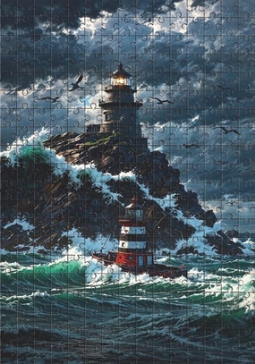 Lighthouse 1000 Piece Jigsaw Puzzle for Adults - Fishing Boats Returning from The Storm Challenging Educational Game Fun Family Activities Puzzle Floor Props Kid Gift Unzip Toy Wooden Puzzles