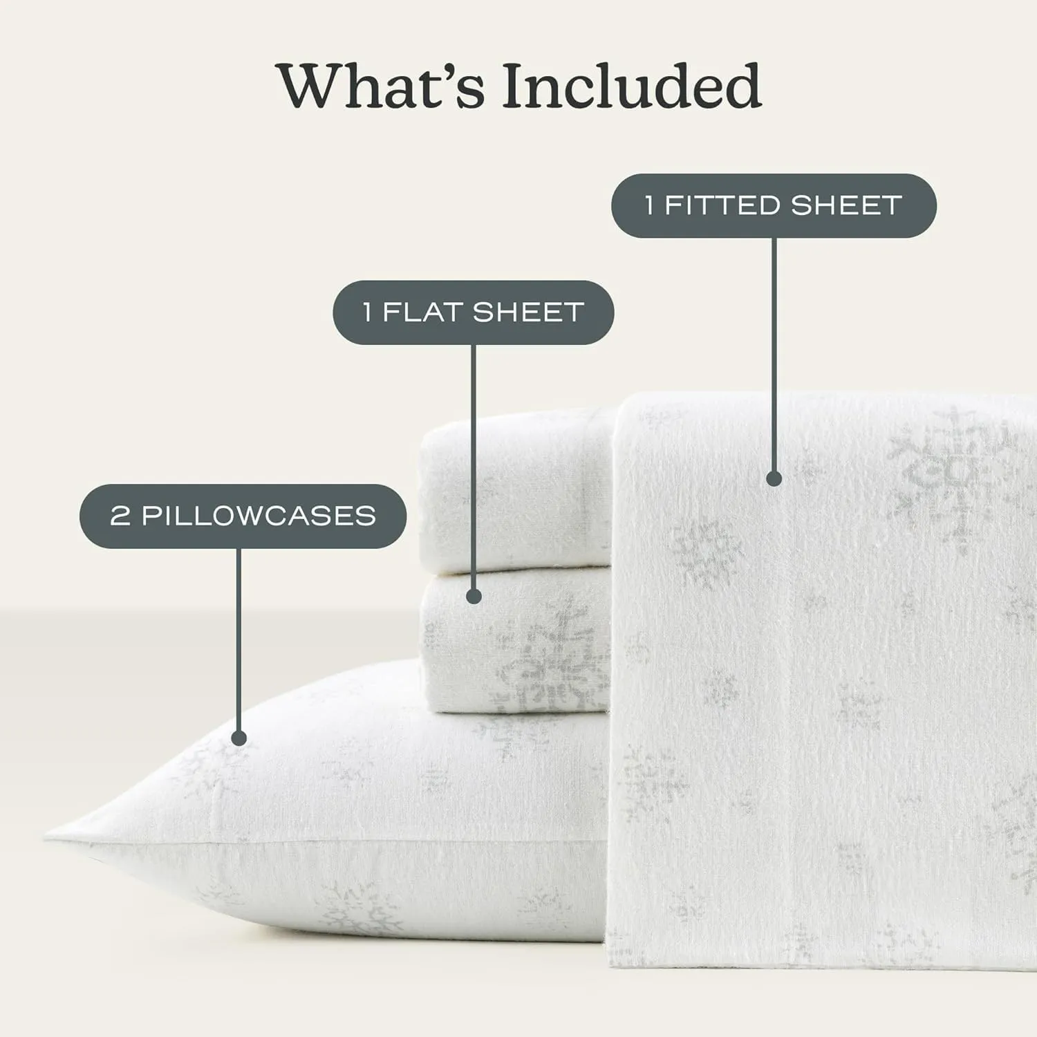 Lodge & Linen Flannel Sheets Queen Size Rich Cotton -High GSM Flannel Bed Sheet Deep Pockets - Warm & Cozy Flannel Sheet Set for All Seasons (Faded Snowflake)