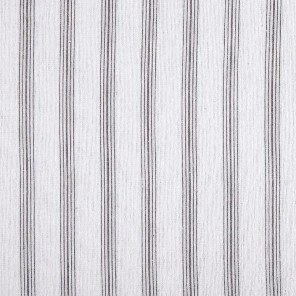 Lodge & Linen Flannel Sheets Queen Size Rich Cotton -High GSM Flannel Bed Sheet Deep Pockets - Warm & Cozy Flannel Sheet Set for All Seasons (Grey Stripes)