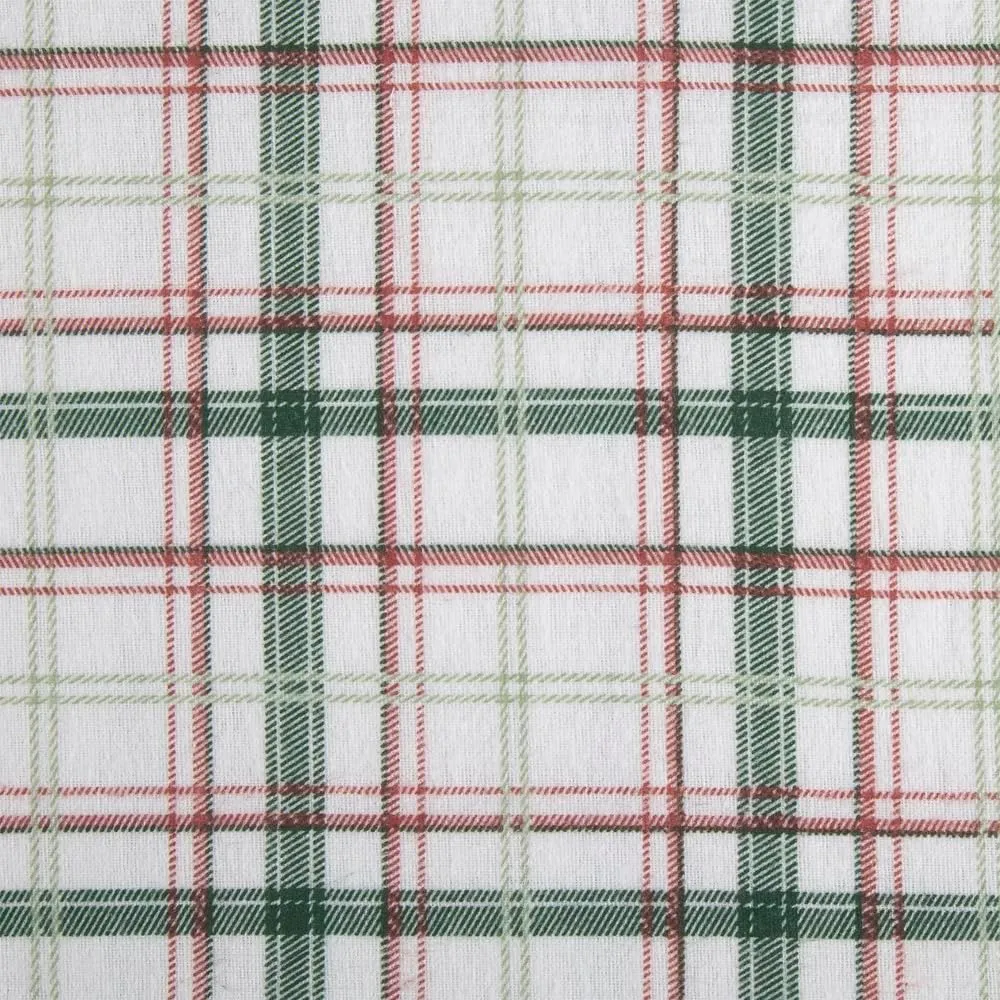 Lodge & Linen Flannel Sheets Queen Size Rich Cotton -High GSM Flannel Bed Sheet Deep Pockets - Warm & Cozy Flannel Sheet Set for All Seasons (Plaid Green/Red)