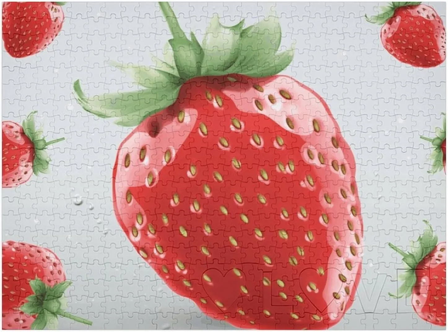 Lovely Strawberry Puzzles 520 Pieces Personalized Jigsaw Puzzles Lovely Strawberry Photo Puzzle Challenging Picture Puzzle for Adults Personaliz Jigsaw with Storage Bag (20.5" X 15")