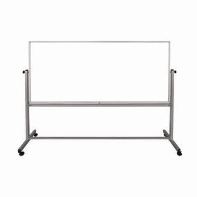 Luxor Mobile Magnetic Whiteboard, 96" x 40", White Surface, Silver Aluminum Frame