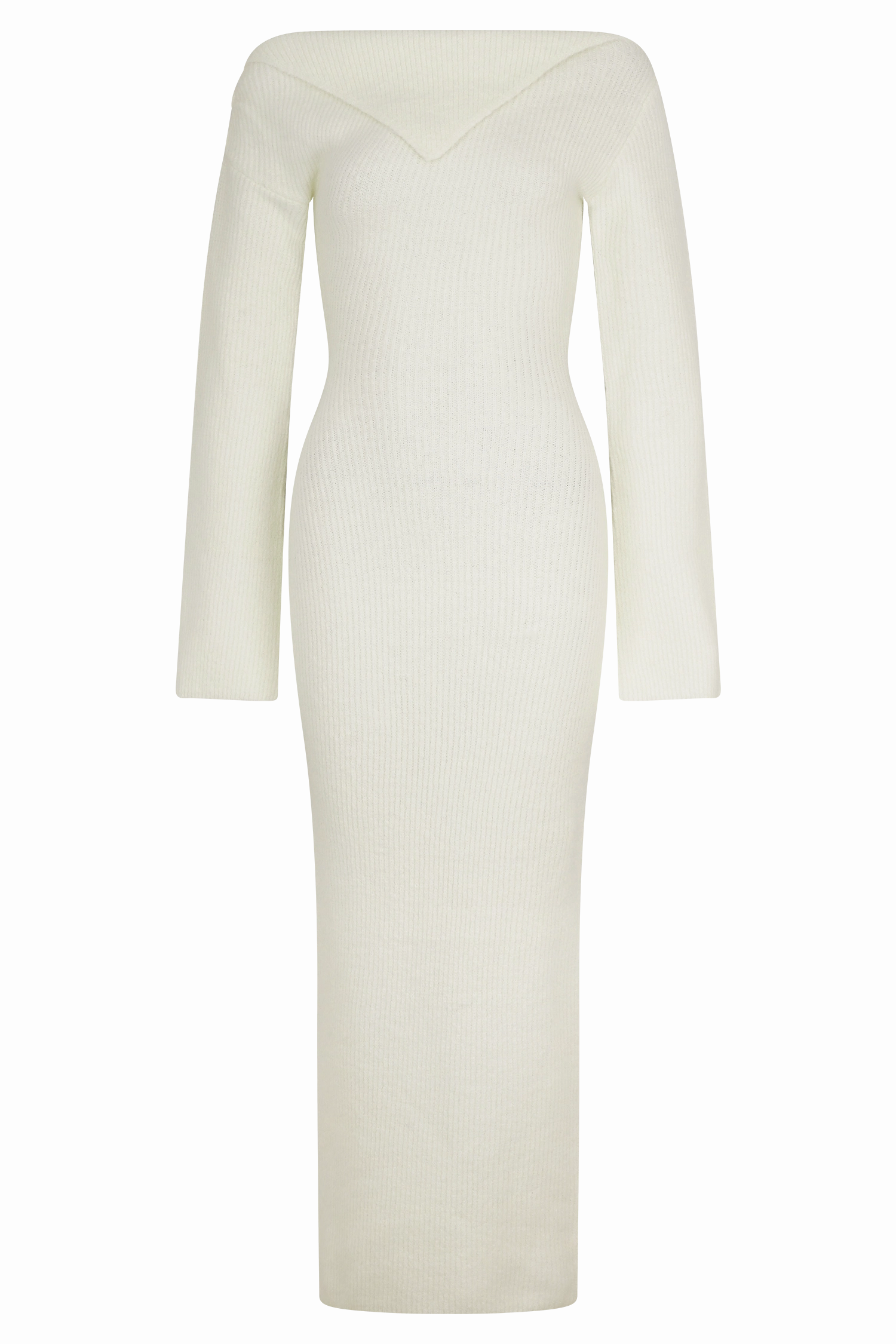 Magenta One Shoulder Fluffy Knit Midi Dress - Ivory