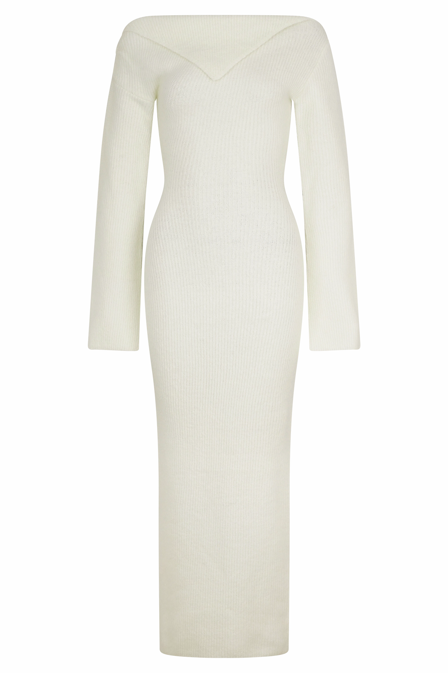 Magenta One Shoulder Fluffy Knit Midi Dress - Ivory