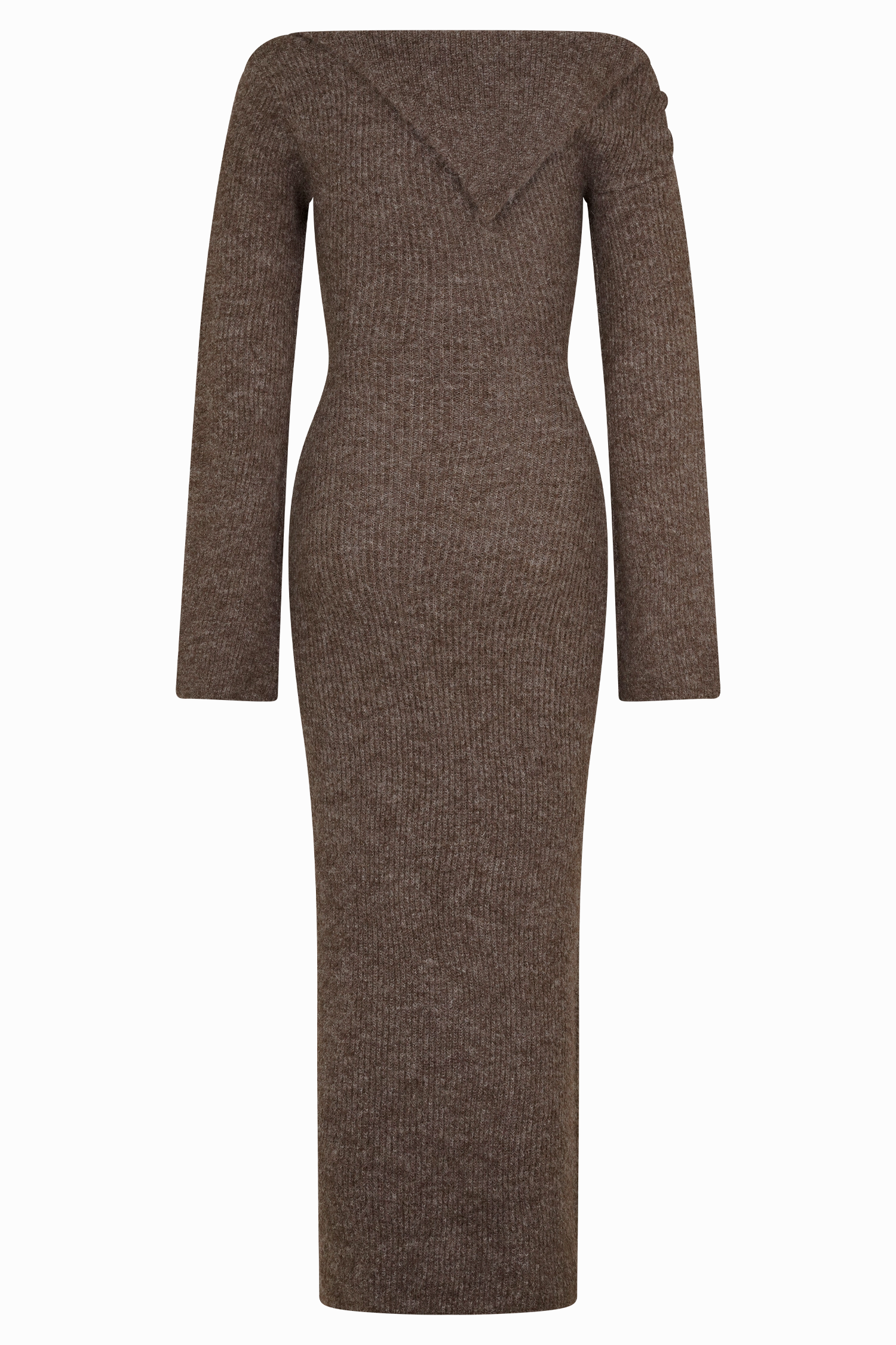 Magenta One Shoulder Fluffy Knit Midi Dress - Pecan