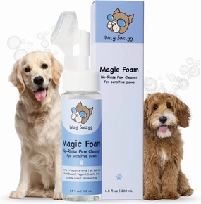 Magic Foam Dog Paw Cleaner, No-Rinse Dog Feet Cleaner, pH Balanced Paw Wash Formula, Includes Paw Washer Silicone Brush, Vegan, Fragrance-Free, 6.8 fl oz