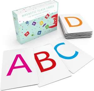 Magnetic Big Alphabet ABC Flash Cards - 26 Sturdy Uppercase Large Letters - for Classroom Teachers, Homeschool, ESL, Toddlers 2-4 Years, Kids and Adults