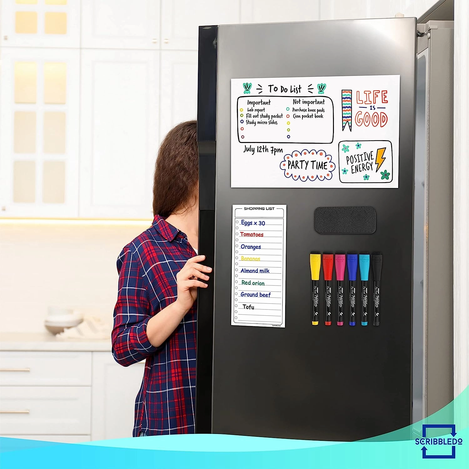 Magnetic Board for Fridge 8”x12” with Markers