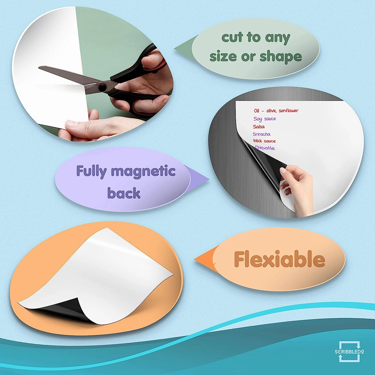 Magnetic Board for Fridge 8”x12” with Markers