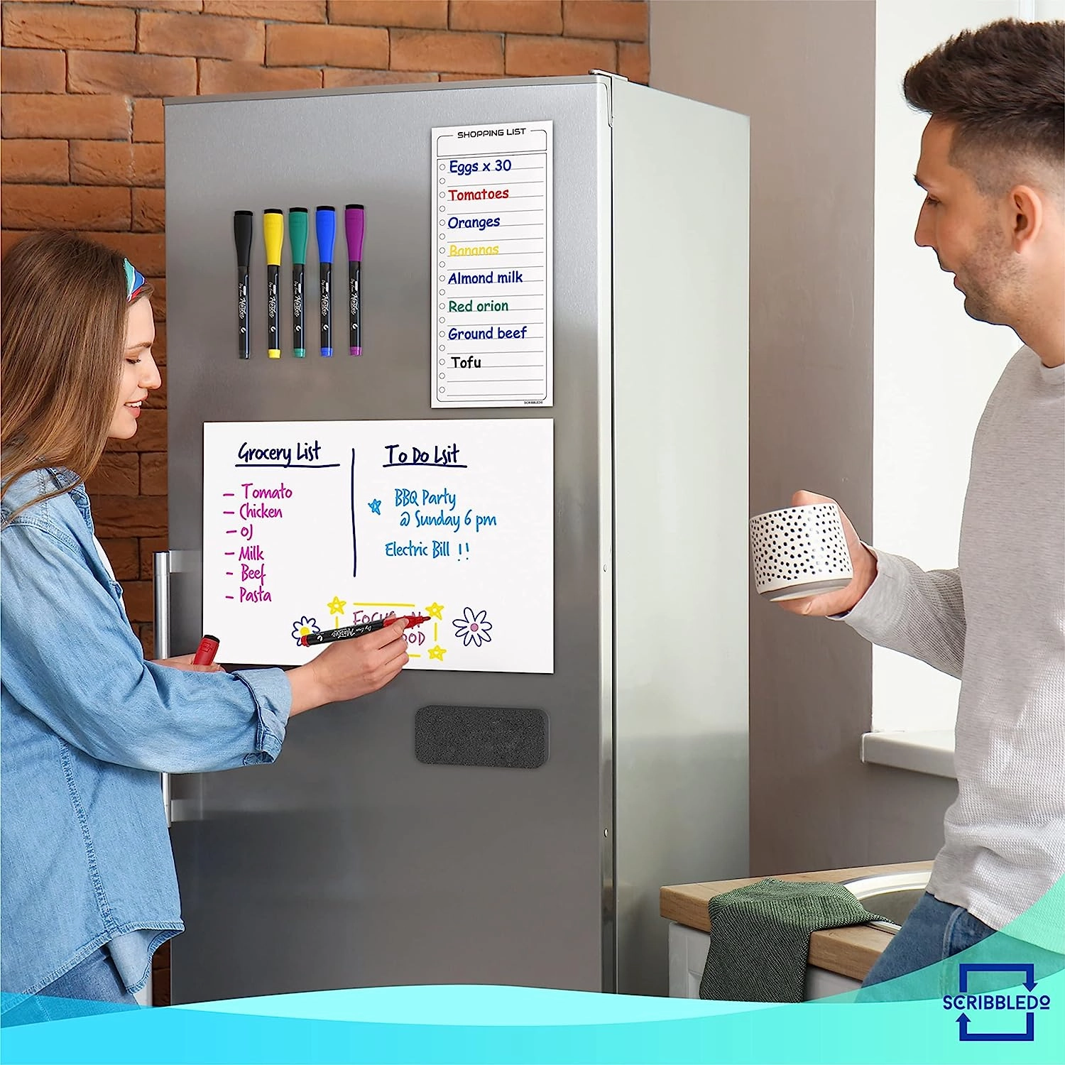 Magnetic Board for Fridge 8”x12” with Markers