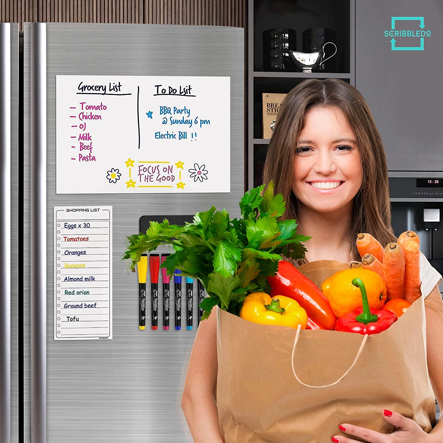 Magnetic Board for Fridge 8”x12” with Markers