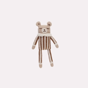 Main Sauvage Knitted Soft Toy - Teddy - Nut Striped Jumpsuit