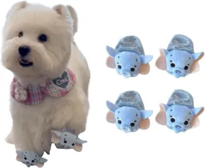 MANON ROSA Dog Shoes for Small Medium Large Dogs - 3D Elephant Anti-Slip Silicone Paw Protectors, Breathable Soft Puppy Booties for Bichon Teddy Corgi - Indoor Hardwood Floors & Outdoor Walking (M,4)