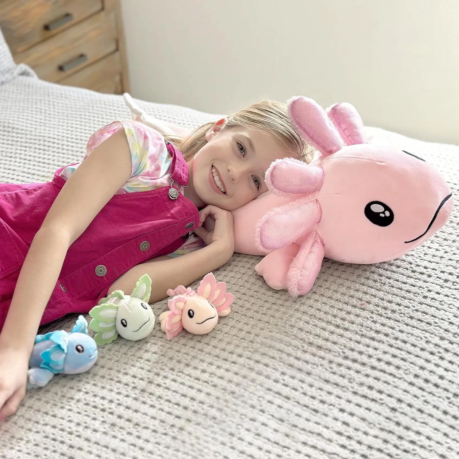 MaoGoLan Axolotl Plush Stuffed Animal with Babies for Girls,32 inches Large Pink Axolotl Plush Pillow Toy Set for Baby Shower,Birthday Gifts