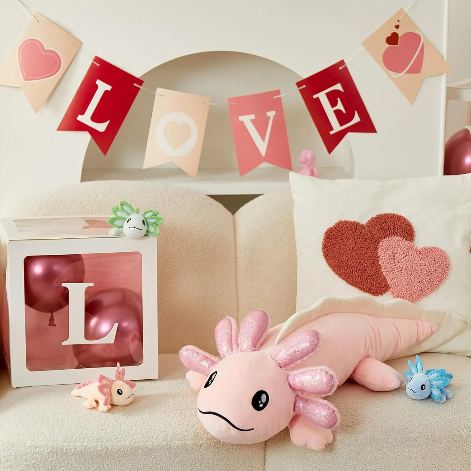MaoGoLan Axolotl Plush Stuffed Animal with Babies for Girls,32 inches Large Pink Axolotl Plush Pillow Toy Set for Baby Shower,Birthday Gifts